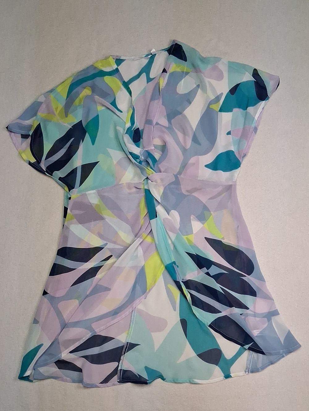 La Vie En Rose Leaf-Print Sheer Swim Coverup in Teal, Navy, Lilac & Lime